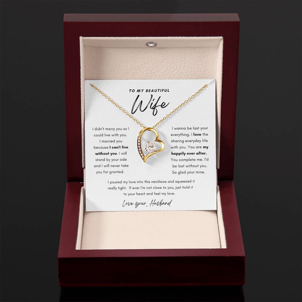 To My Beautiful Wife Love Forever Necklace Keepsake, Birthday , Anniversary Gift