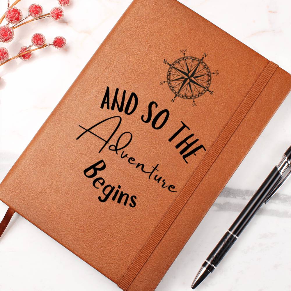 The Adventure Begins Compass Journal Notebook, Gift For Her, Mom, Daughter