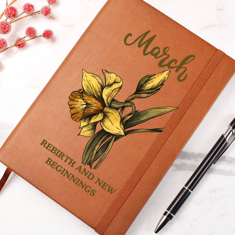 March Birth Flower Journal Notebook, Birth Month Flower Gift, Personalized Journal Notebook, Custom Journal Notebook, Gift For Her, Mom, Daughter