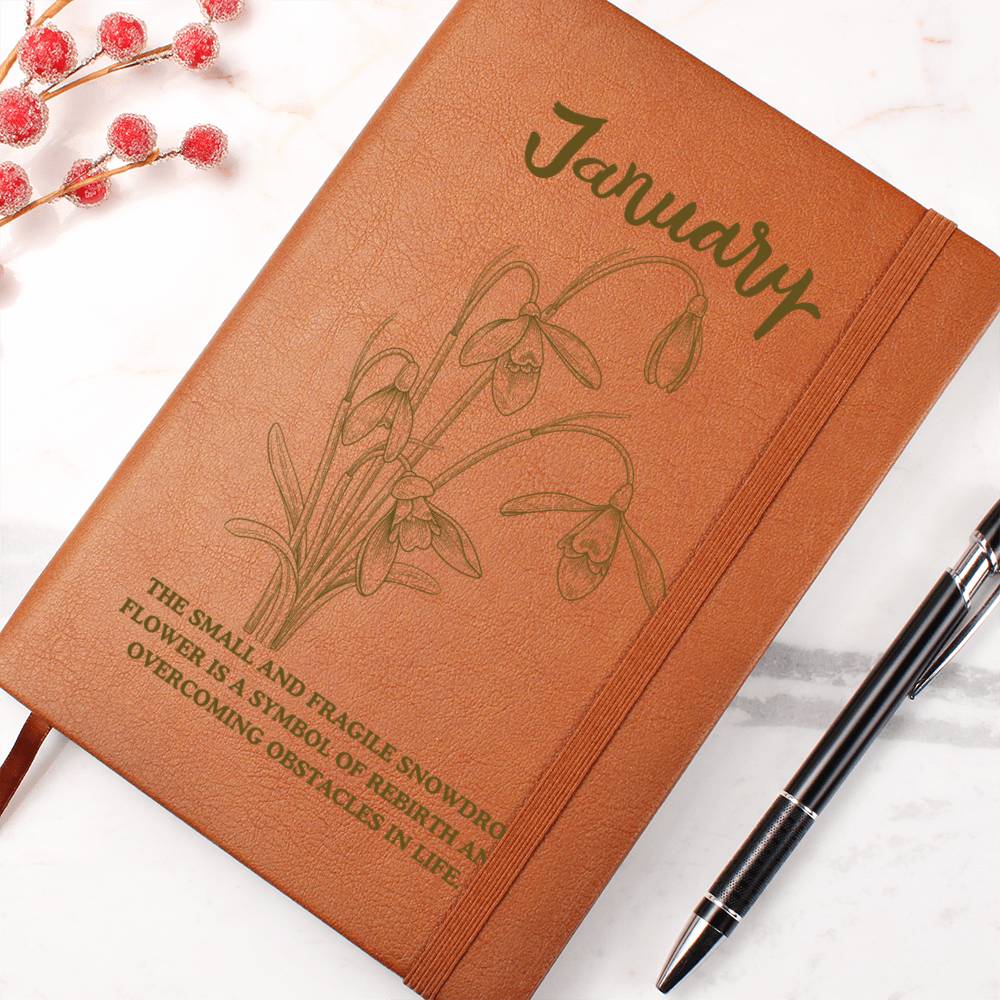 January Birth Flower Journal Notebook, Birth Month Flower Gift, Personalized Journal Notebook, Custom Journal Notebook, Gift For Her, Mom, Daughter