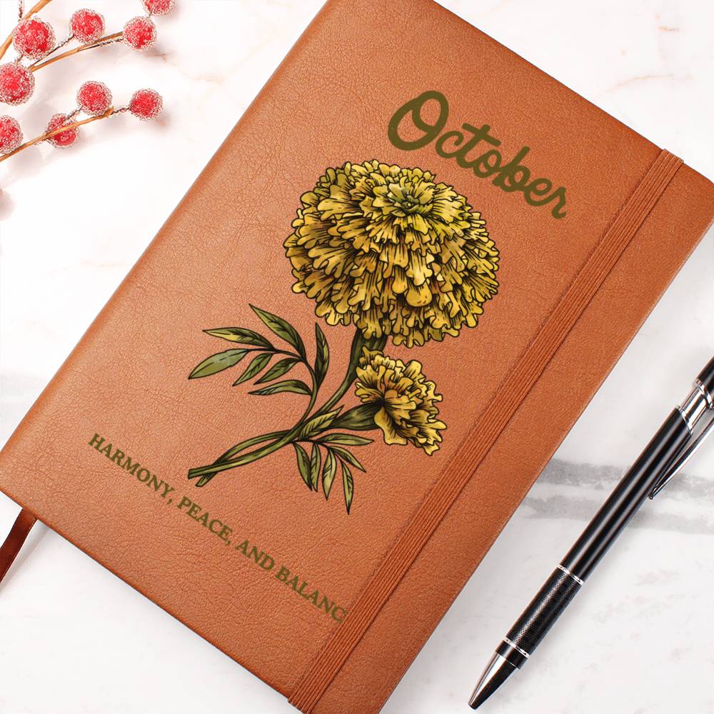 October Birth Flower Journal Notebook, Birth Month Flower Gift, Personalized Journal Notebook, Custom Journal Notebook, Gift For Her, Mom, Daughter