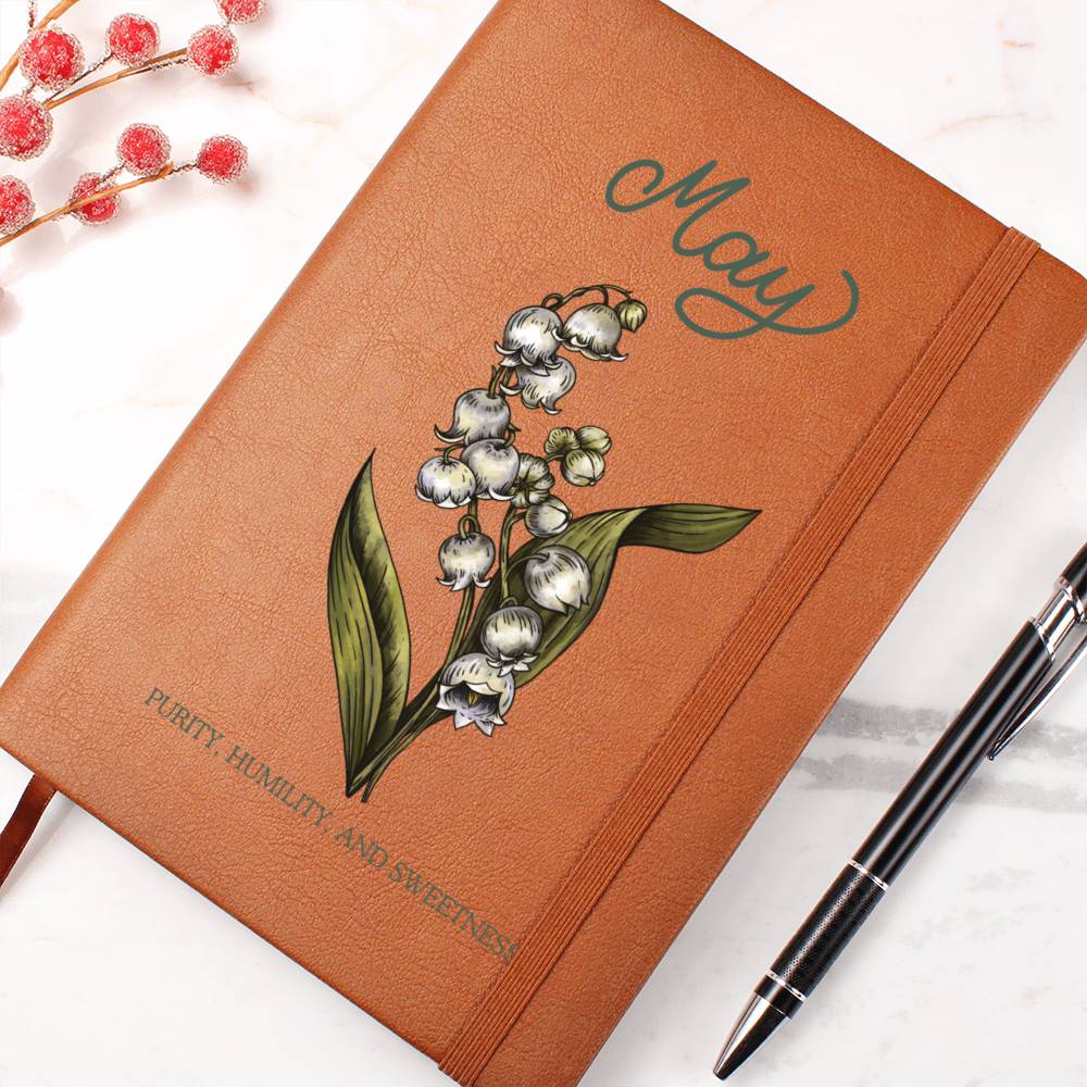 May Birth Flower Journal Notebook, Birth Month Flower Gift, Personalized Journal Notebook, Custom Journal Notebook, Gift For Her, Mom, Daughter