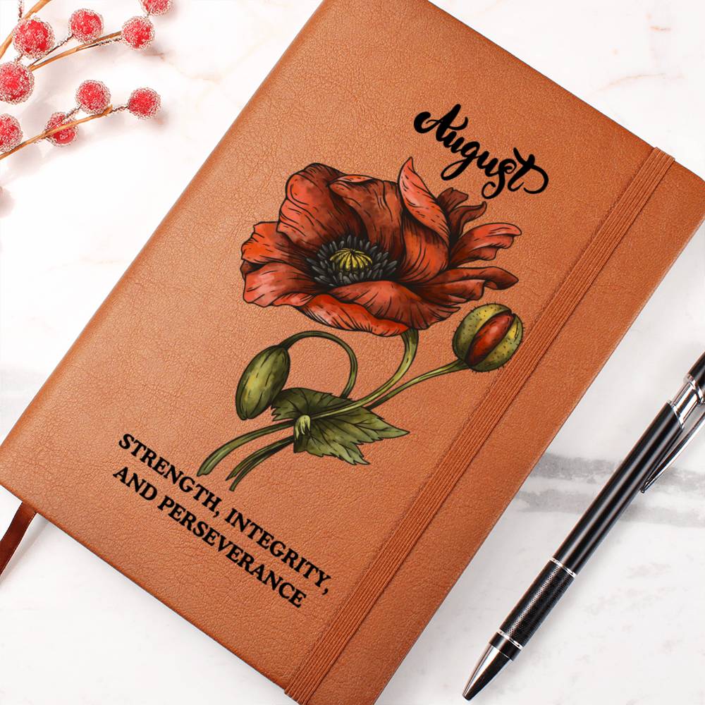 August Birth Flower Journal Notebook, Birth Month Flower Gift, Personalized Journal Notebook, Custom Journal Notebook, Gift For Her, Mom, Daughter