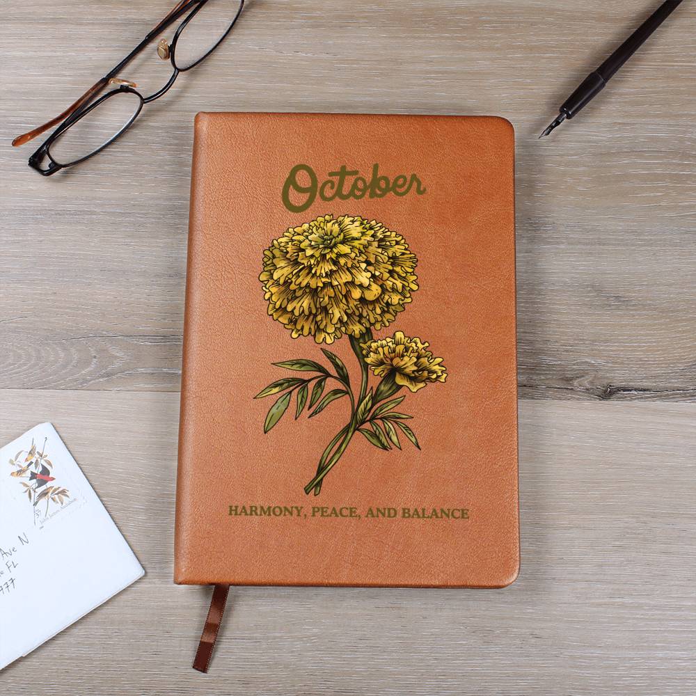 October Birth Flower Journal Notebook, Birth Month Flower Gift, Personalized Journal Notebook, Custom Journal Notebook, Gift For Her, Mom, Daughter