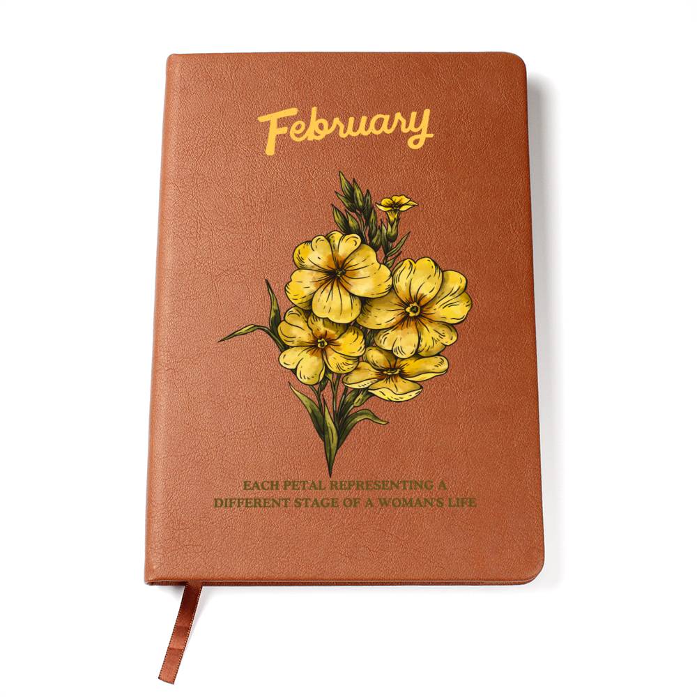 February Birth Flower Journal Notebook, Birth Month Flower Gift, Personalized Journal Notebook, Custom Journal Notebook, Gift For Her, Mom, Daughter