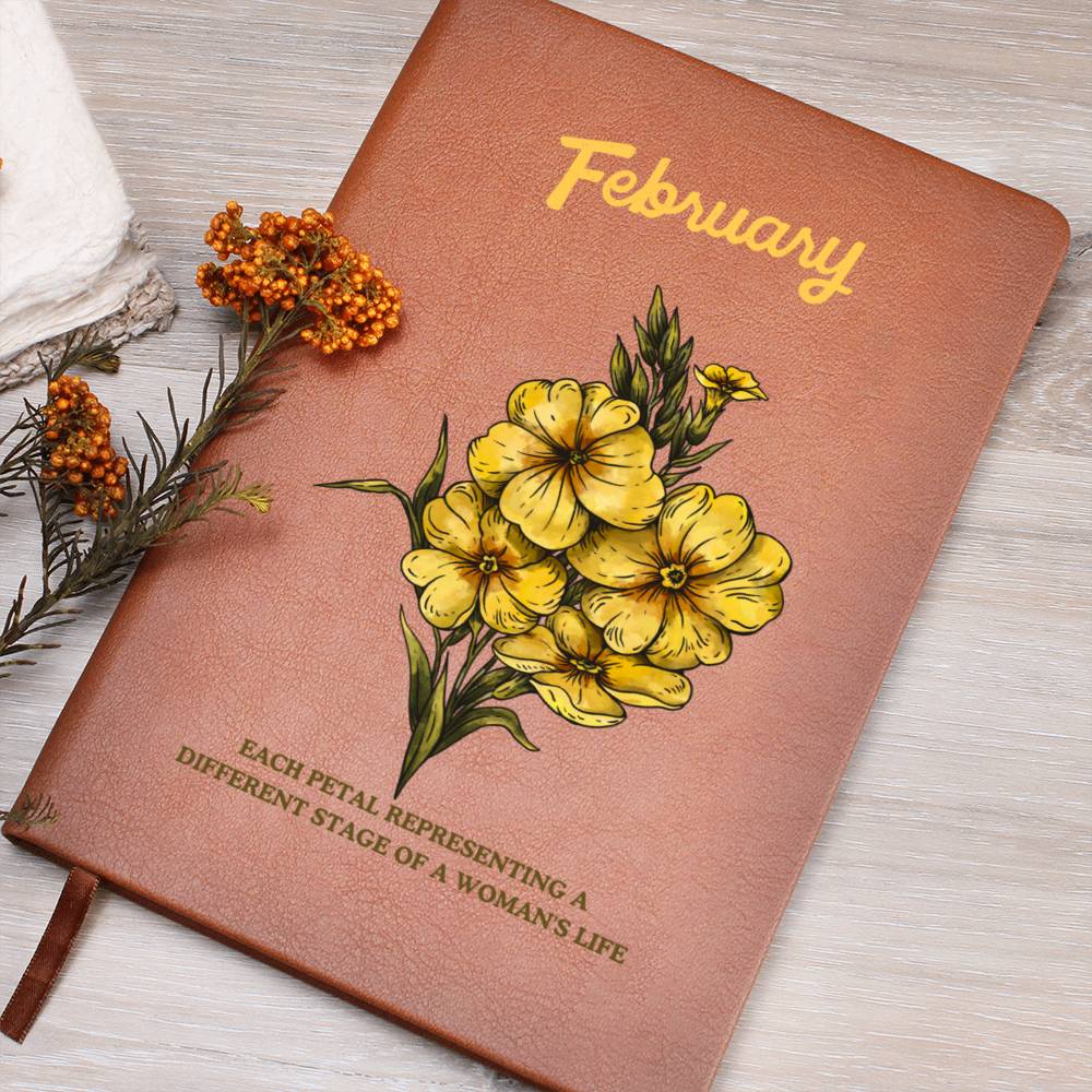 February Birth Flower Journal Notebook, Birth Month Flower Gift, Personalized Journal Notebook, Custom Journal Notebook, Gift For Her, Mom, Daughter
