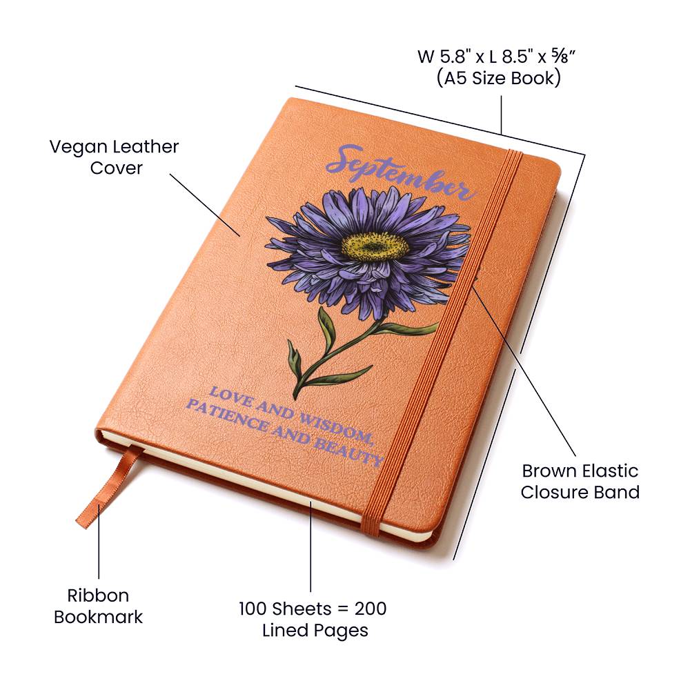 September Birth Flower Journal Notebook, Birth Month Flower Gift, Personalized Journal Notebook, Custom Journal Notebook, Gift For Her, Mom, Daughter