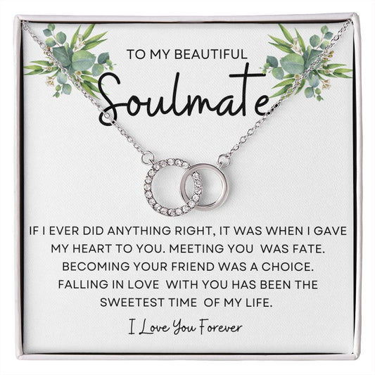 To My Beautiful Soulmate~Sweetest Time  /Silver  Necklace