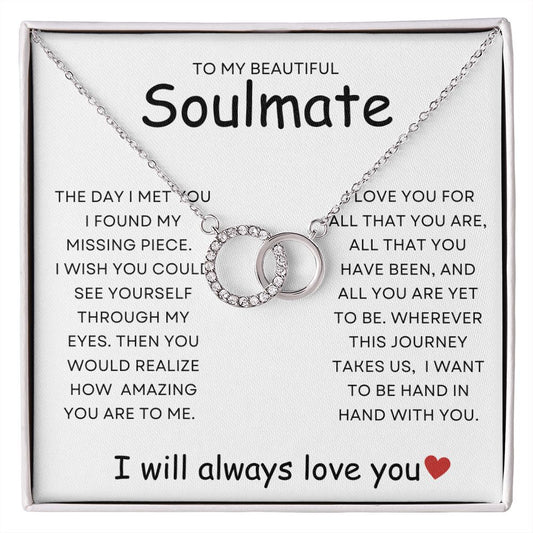 To My Beautiful Soulmate Wife Necklace, Girlfriend Necklace, Wife Christmas Gift, Necklace for Girlfriend, Anniversary Gift for Her