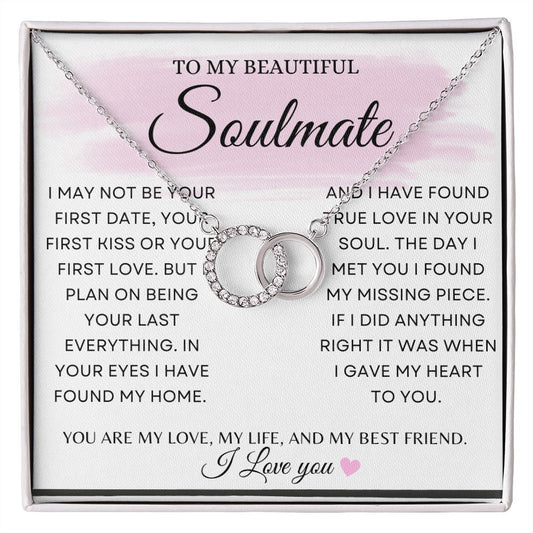 To My Beautiful Soulmate Necklace, Girlfriend Necklace, Wife Christmas Gift, Necklace for Girlfriend, Anniversary Gift for Her