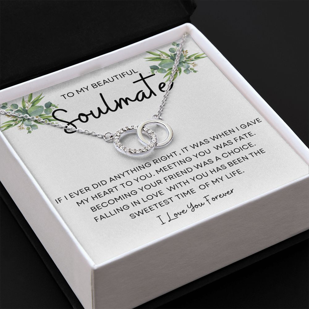 To My Beautiful Soulmate~Sweetest Time  /Silver  Necklace