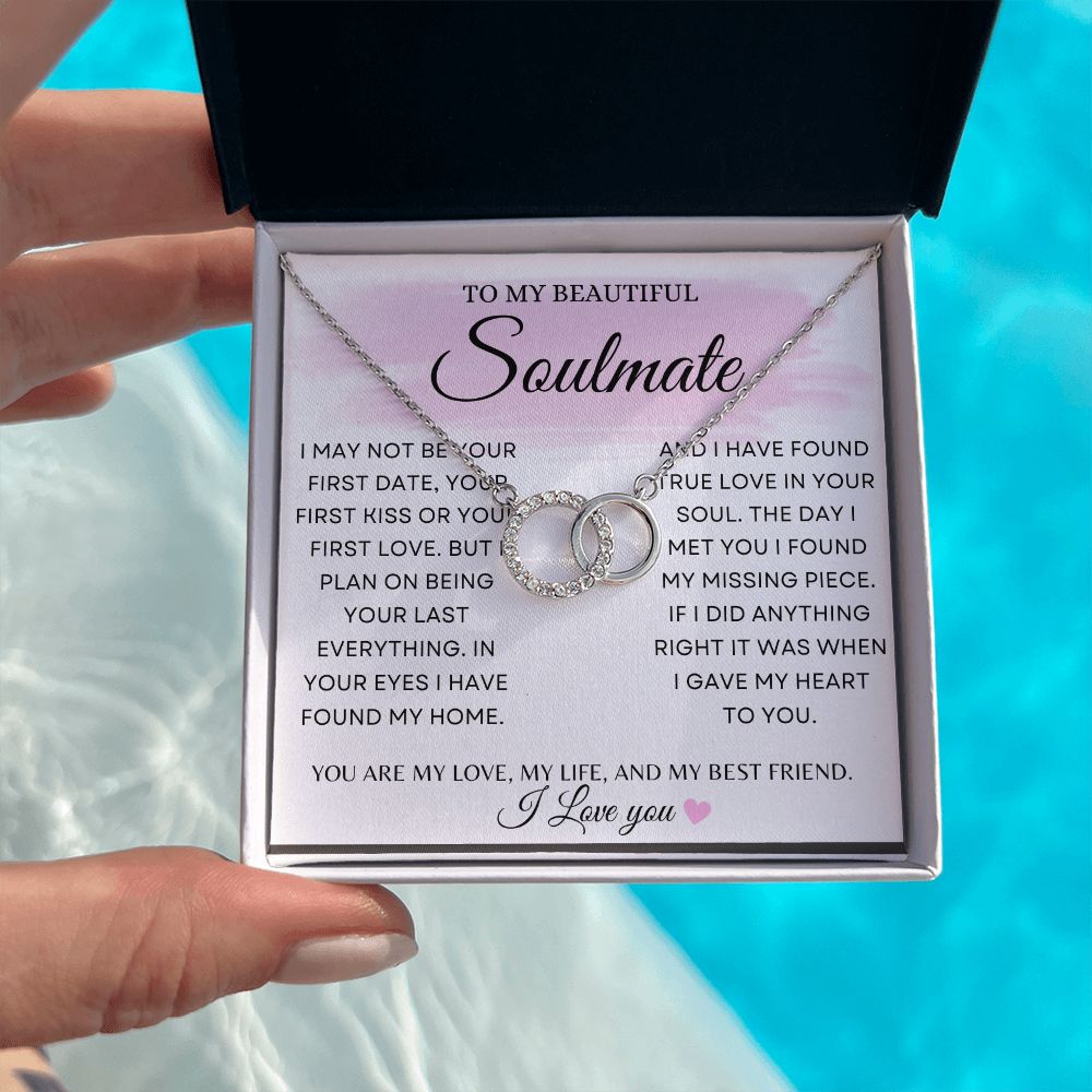 To My Beautiful Soulmate Necklace, Girlfriend Necklace, Wife Christmas Gift, Necklace for Girlfriend, Anniversary Gift for Her