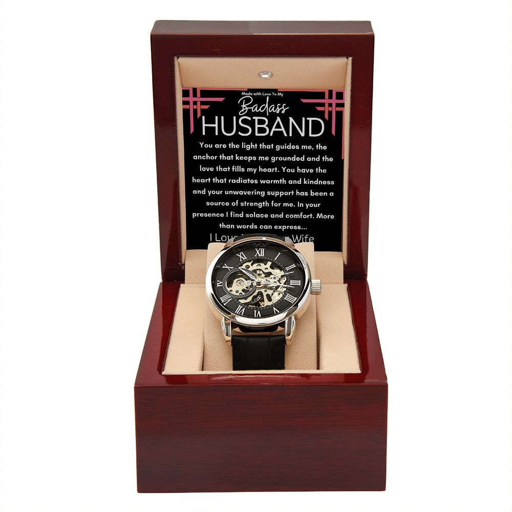 To My Husband Men's Open Work  Watch Gift