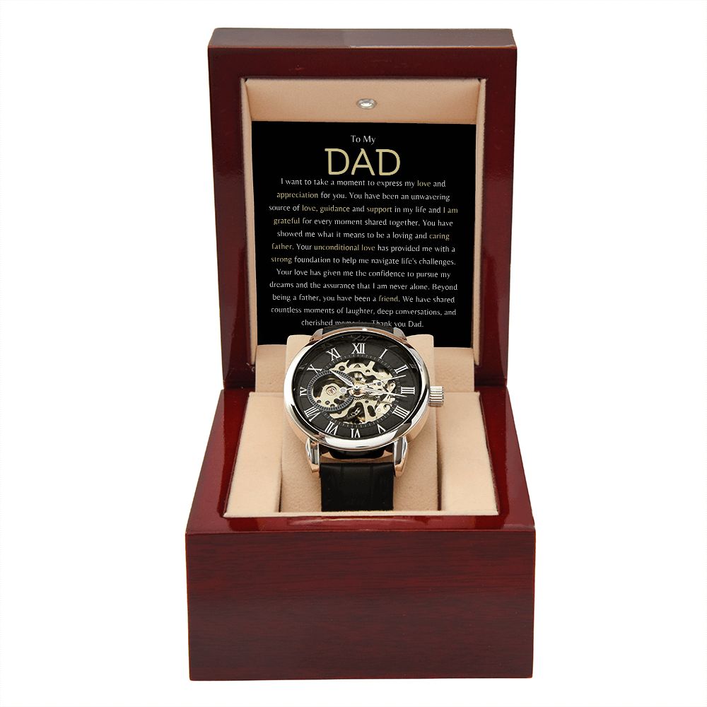 To My Dad Men's Open Work  Watch Gift