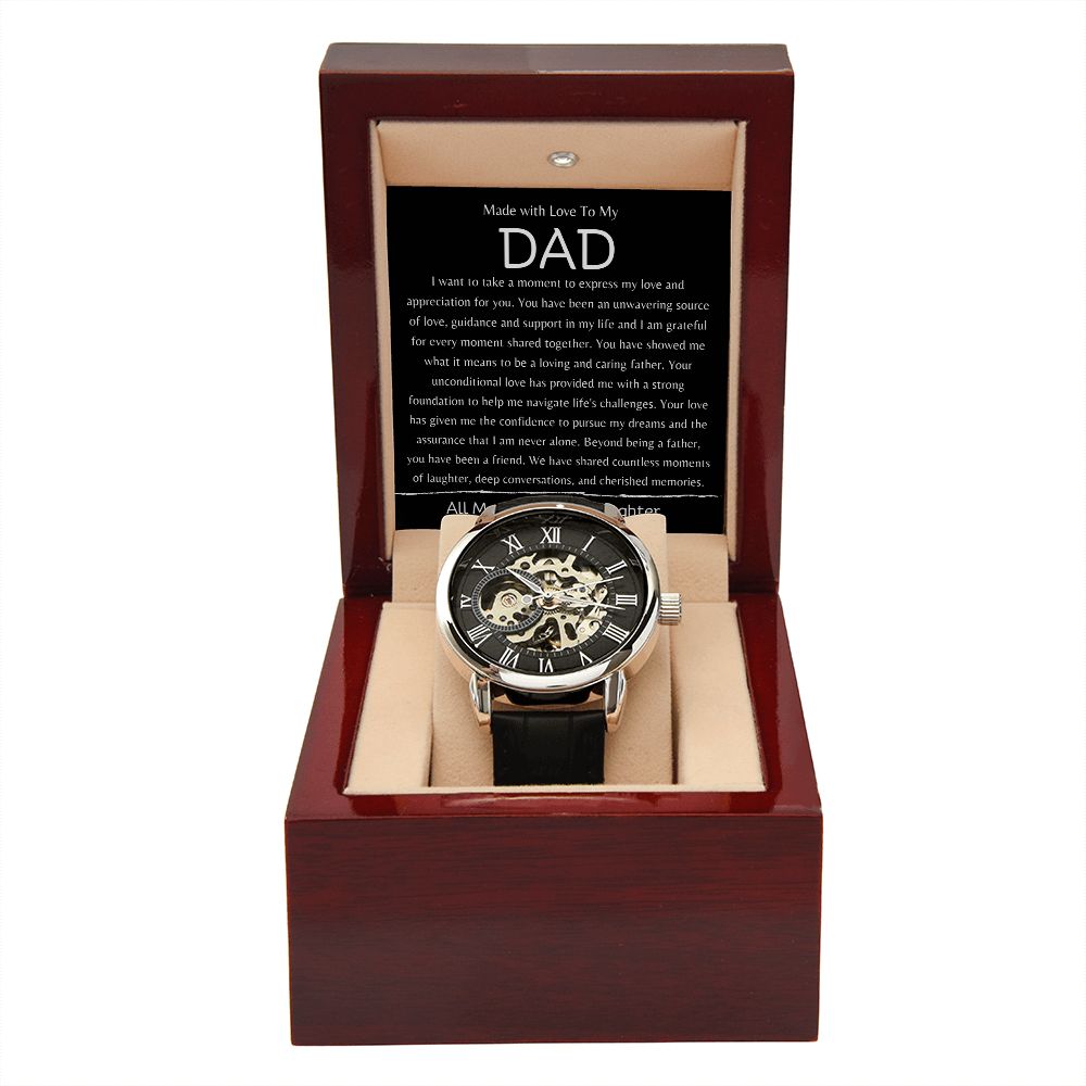 To My Dad Men's Open Work  Watch Gift