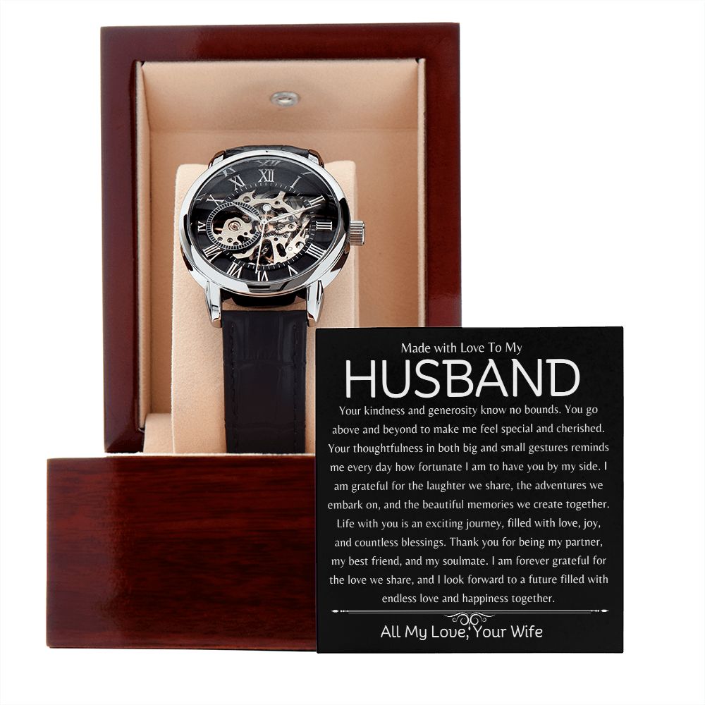 To My Husband Men's Open Work  Watch Gift