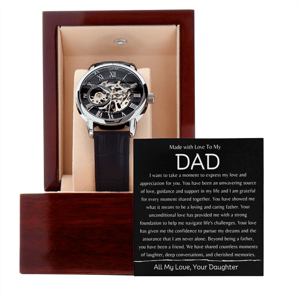 To My Dad Men's Open Work  Watch Gift