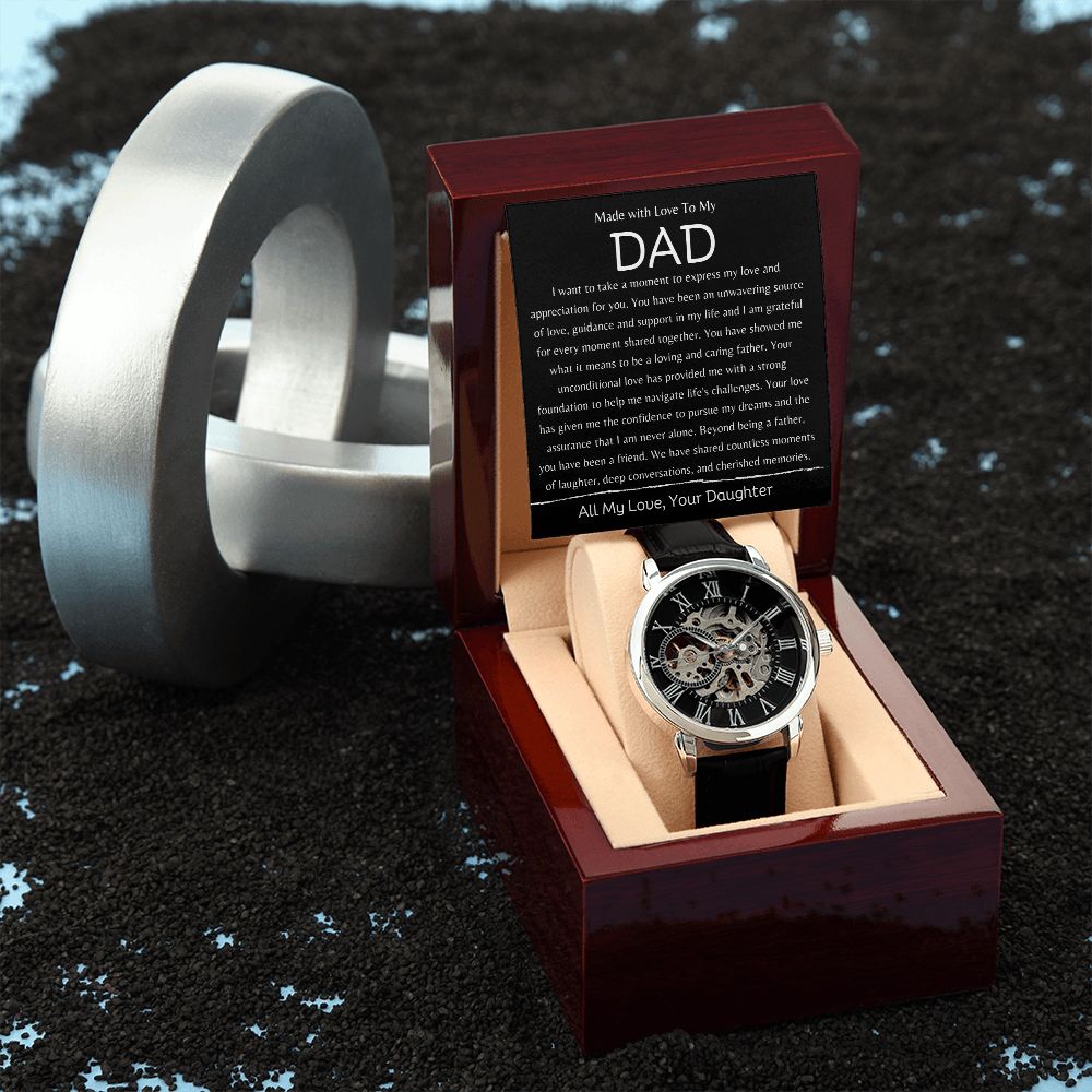 To My Dad Men's Open Work  Watch Gift