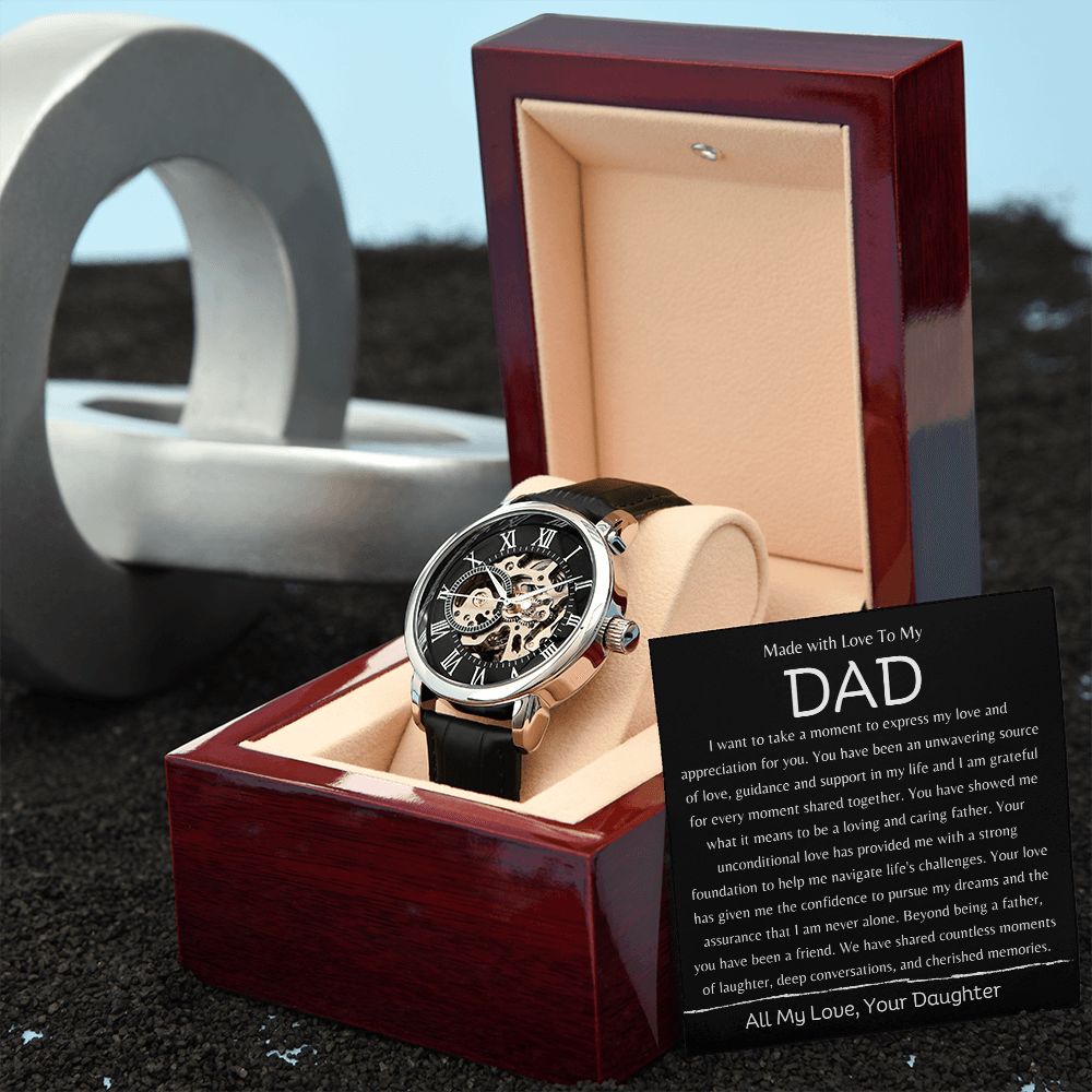 To My Dad Men's Open Work  Watch Gift