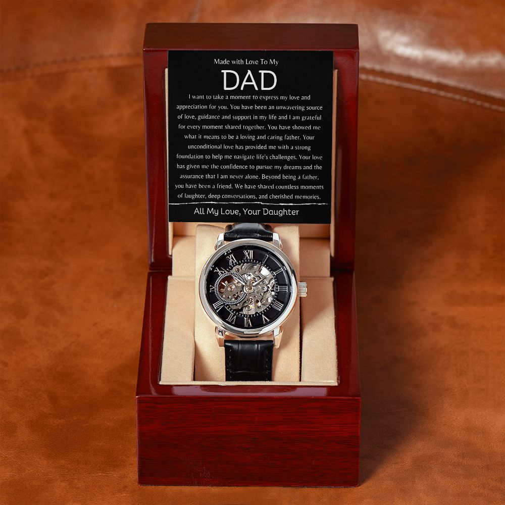 To My Dad Men's Open Work  Watch Gift