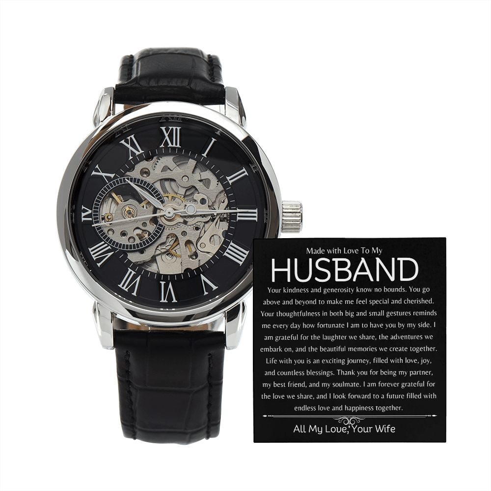 To My Husband Men's Open Work  Watch Gift