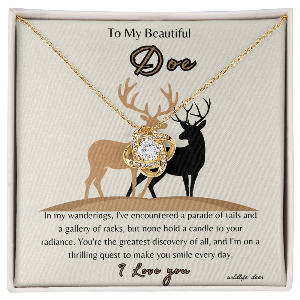 Smokin' Hot Doe Deer /Gift Love Knot Necklace, Girlfriend Necklace, Wife Christmas Gift, Necklace for Girlfriend, Anniversary Gift for Her