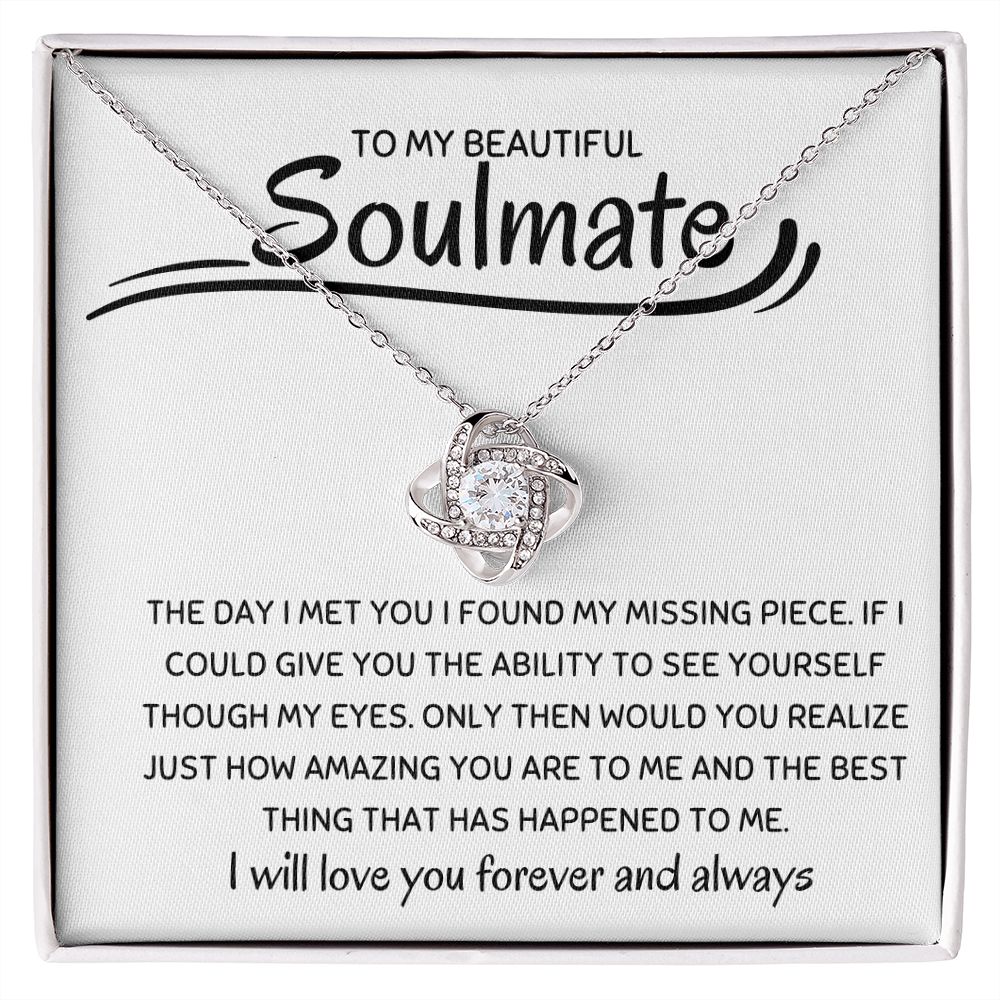 To My Beautiful Soulmate Love Knot Necklace,Girlfriend Necklace, Wife Christmas Gift, Necklace for Girlfriend, Anniversary Gift for Her