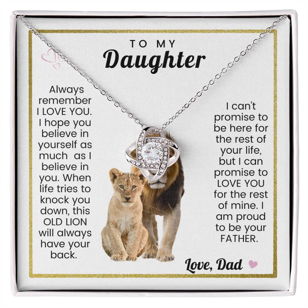 Daughter Necklace Love Dad, with lion background
