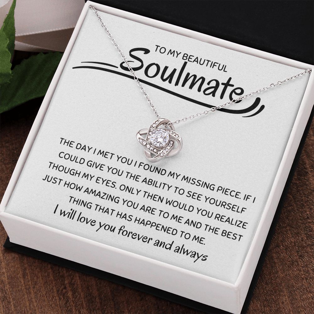 To My Beautiful Soulmate Love Knot Necklace,Girlfriend Necklace, Wife Christmas Gift, Necklace for Girlfriend, Anniversary Gift for Her