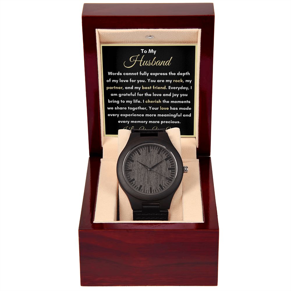 To My Husband Wooden Watch Gift Genuine Leather Strap Men's Gift