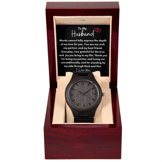 To My Husband Thick & Thin Wooden Watch