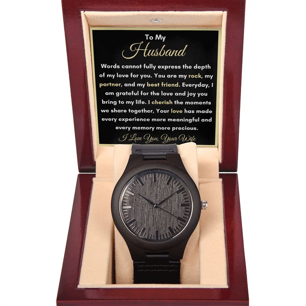 To My Husband Wooden Watch Gift Genuine Leather Strap Men's Gift