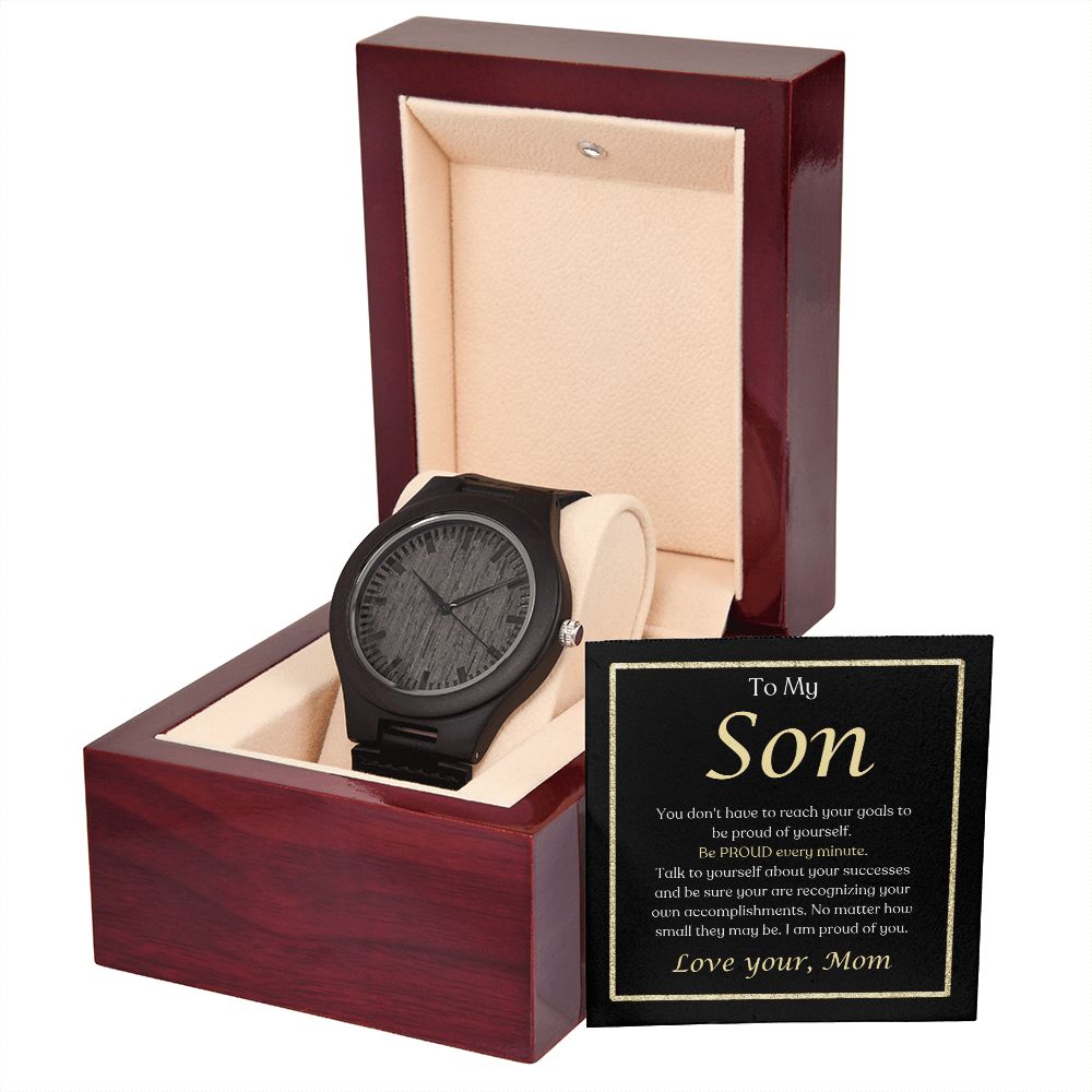 To My Son ~ Love Mom ~ Impressive Wooden Watch