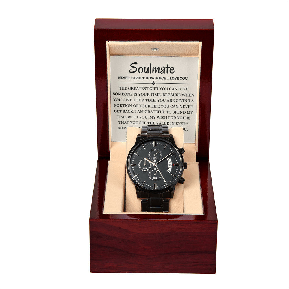 To  My Soulmate Black Chronography Watch