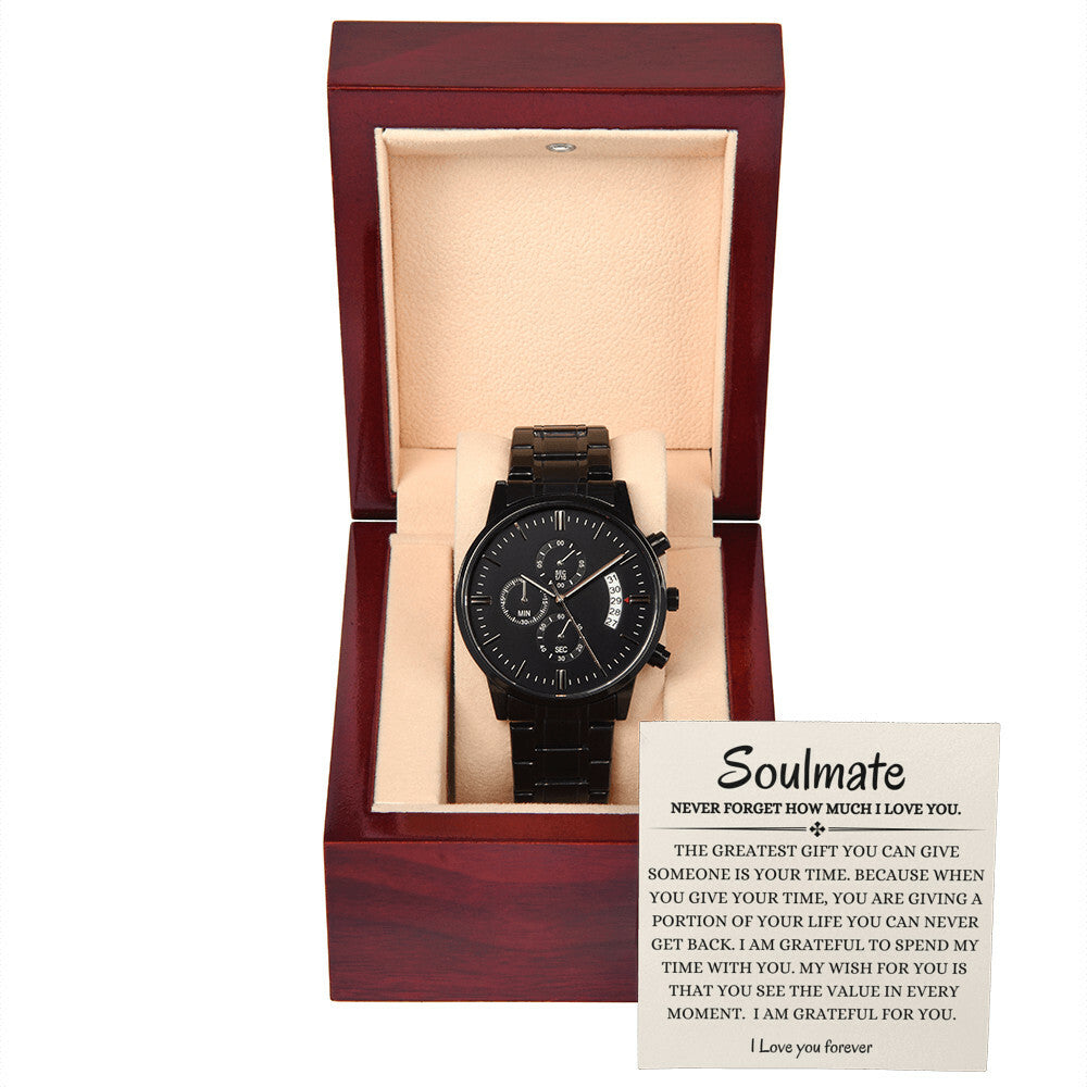 To  My Soulmate Black Chronography Watch