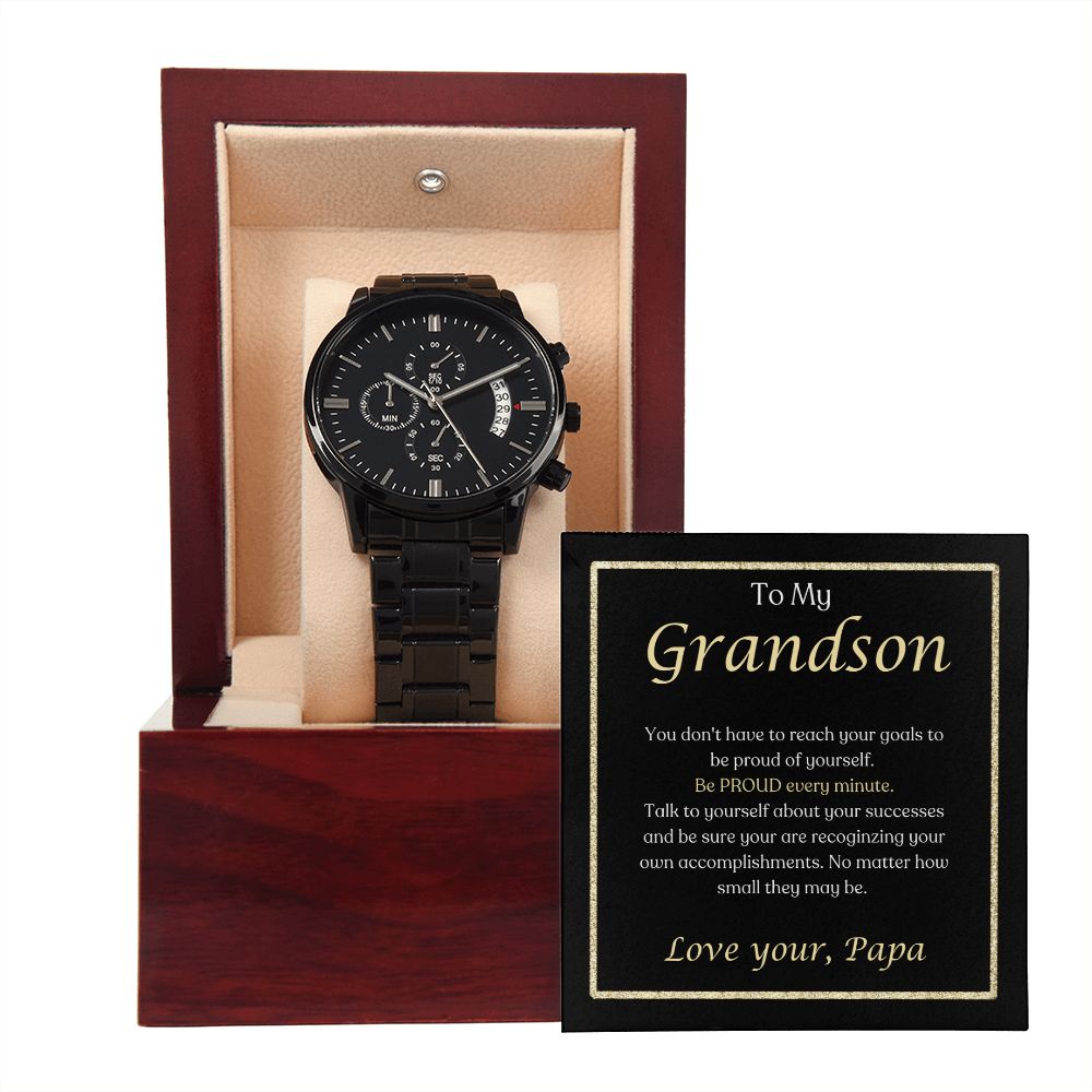 To My Grandson~Black Chronography Watch