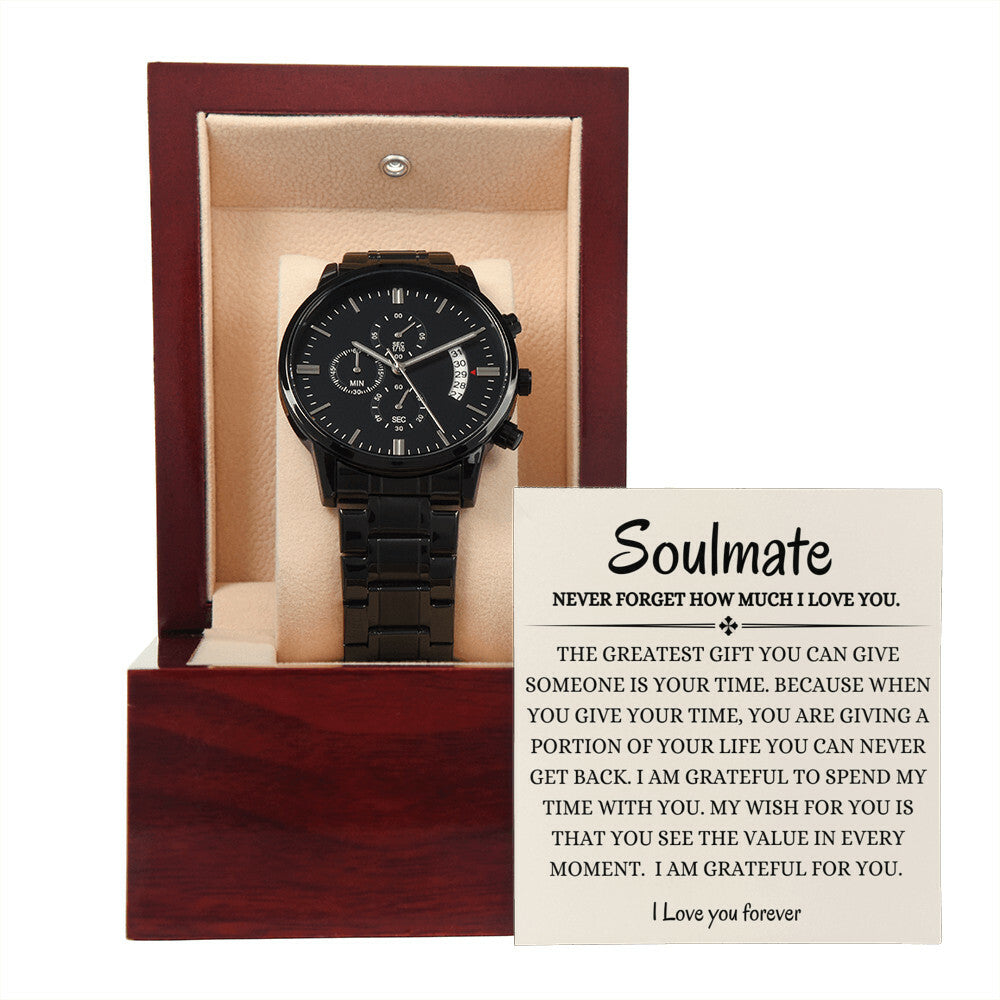 To  My Soulmate Black Chronography Watch