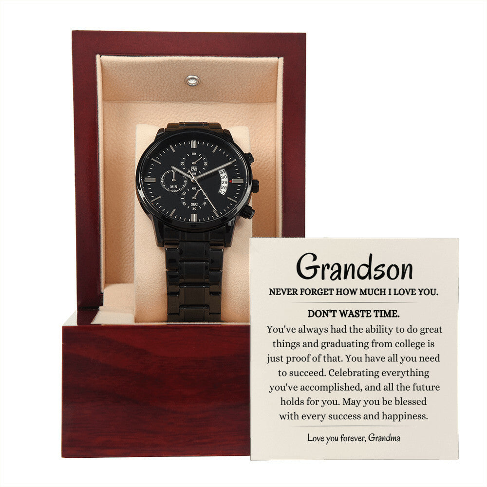 To My Grandson Black Chronography Watch