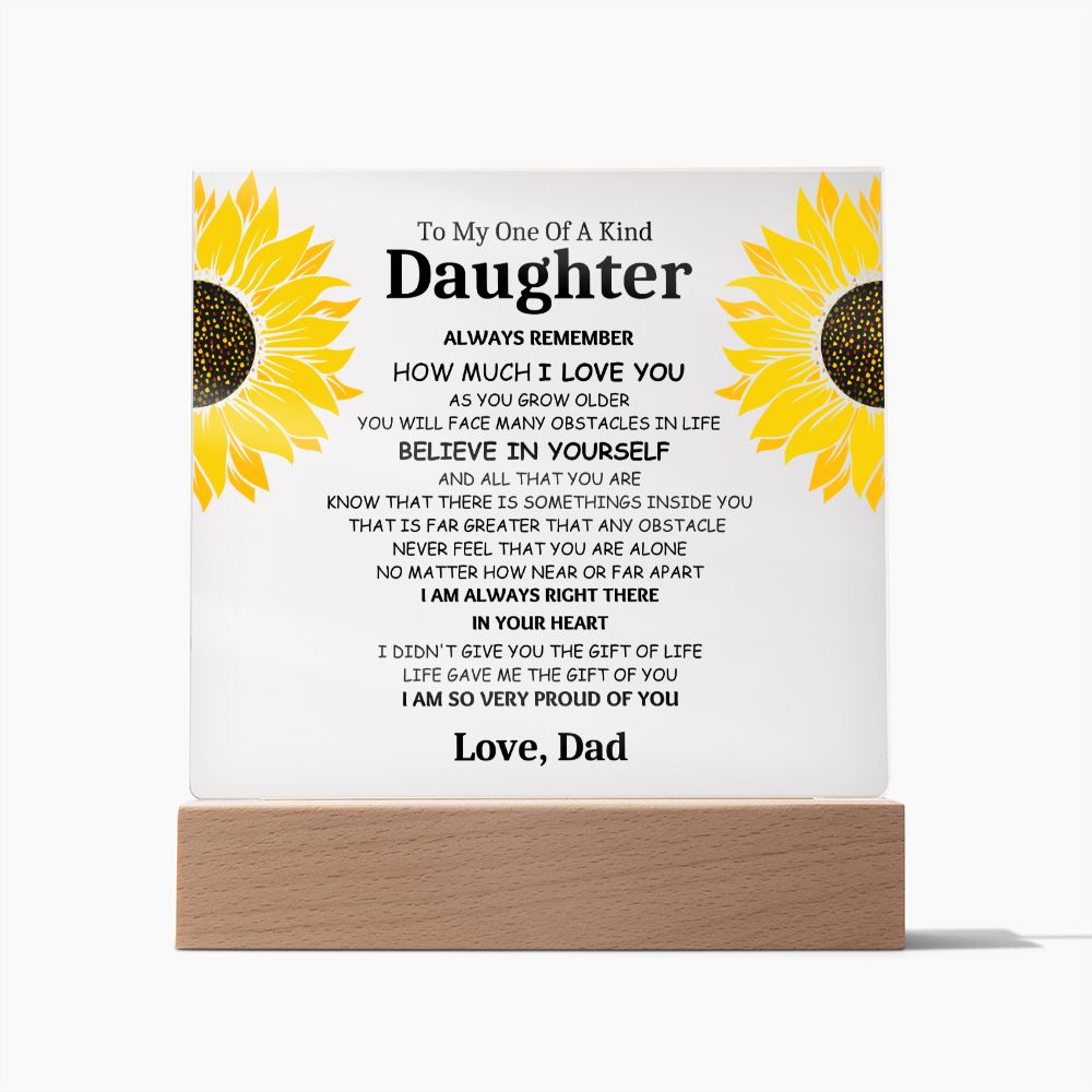 One Of A Kind Daughter Love Dad  Birthday Gift Keepsake Acrylic Plaque