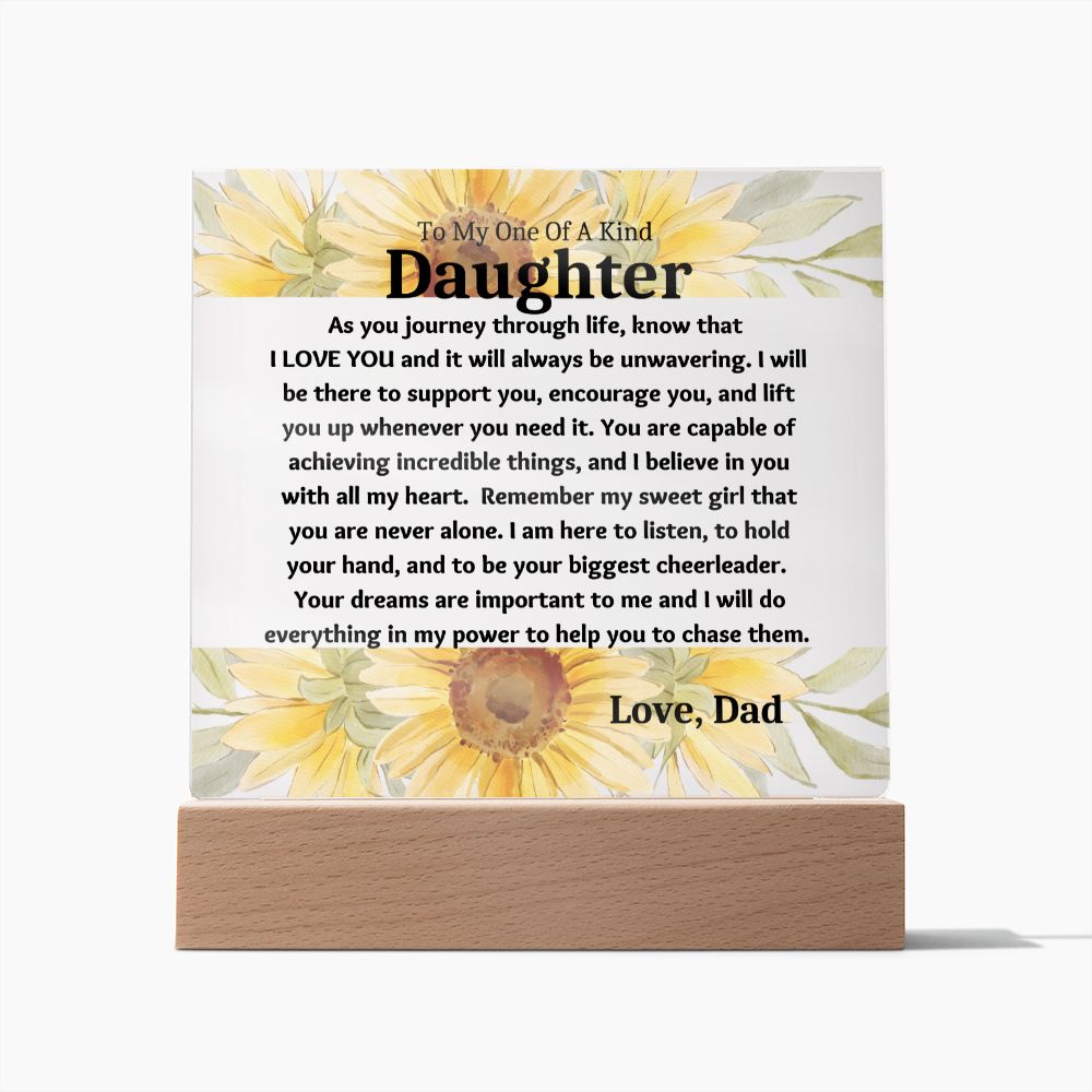 One of a Kind Daughter Love Dad , Birthday Gift Keepsake Acrylic Plaque