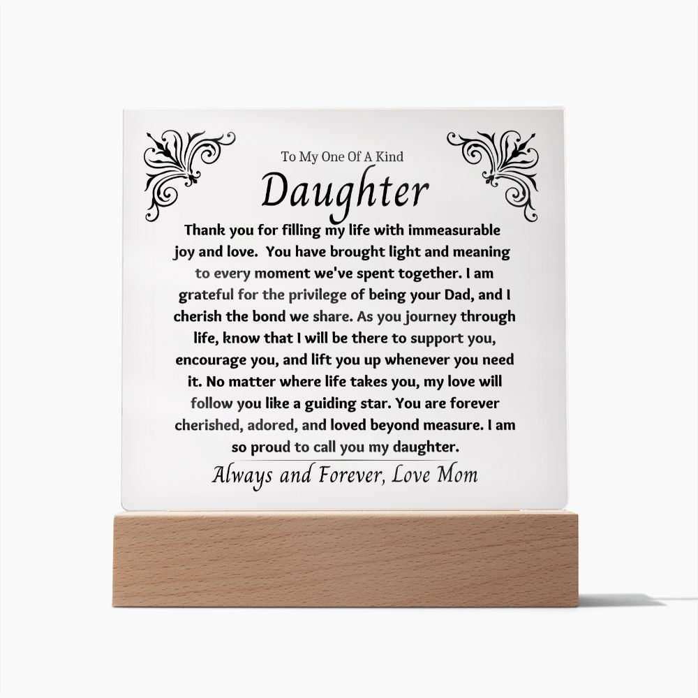 To My Daughter Gift Love Mom Keepsake Acrylic Plaque, Birthday Gift