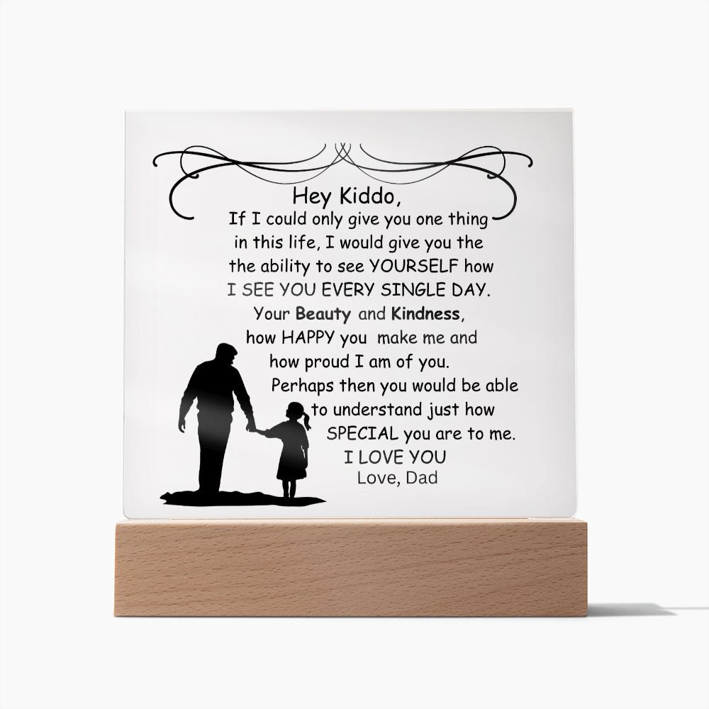 Daughter, Kiddo Love Dad Keepsake Acrylic Plaque, Birthday Gift