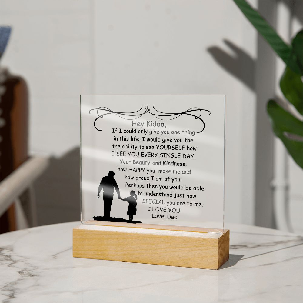 Daughter, Kiddo Love Dad Keepsake Acrylic Plaque, Birthday Gift