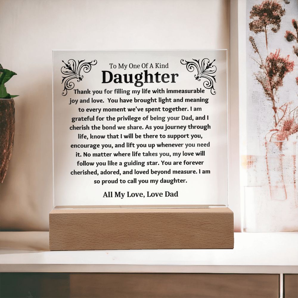 One of a Kind Daughter Birthday Gift Acrylic Plaque Love Dad