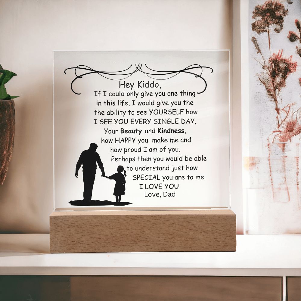 Daughter, Kiddo Love Dad Keepsake Acrylic Plaque, Birthday Gift