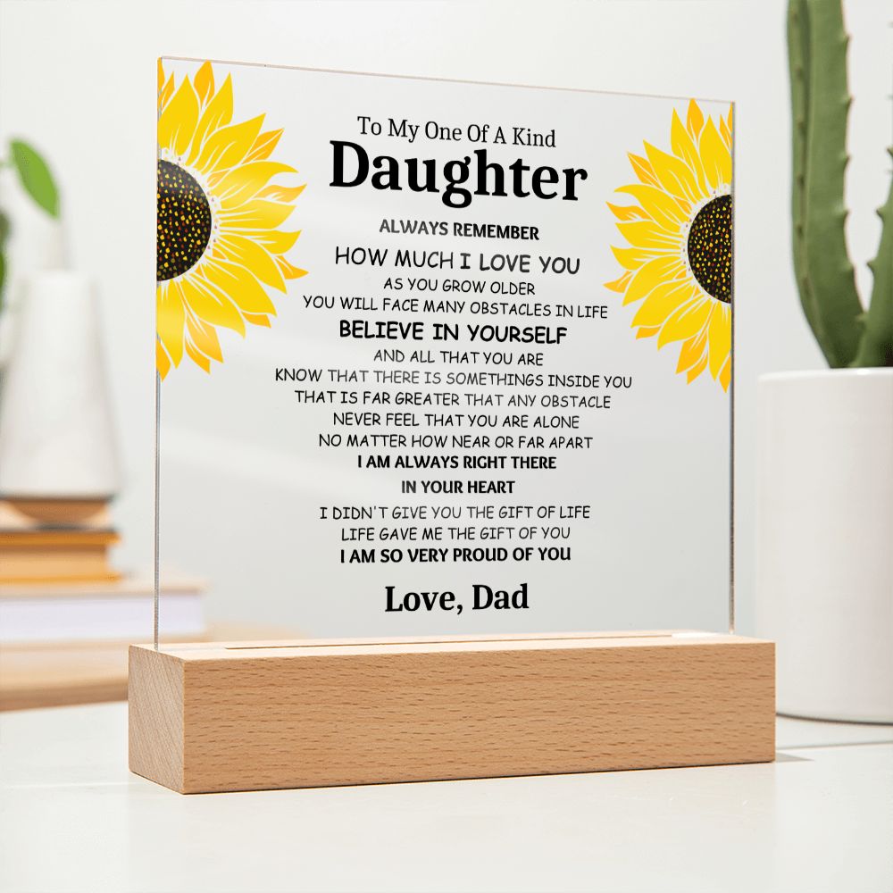 One Of A Kind Daughter Love Dad  Birthday Gift Keepsake Acrylic Plaque