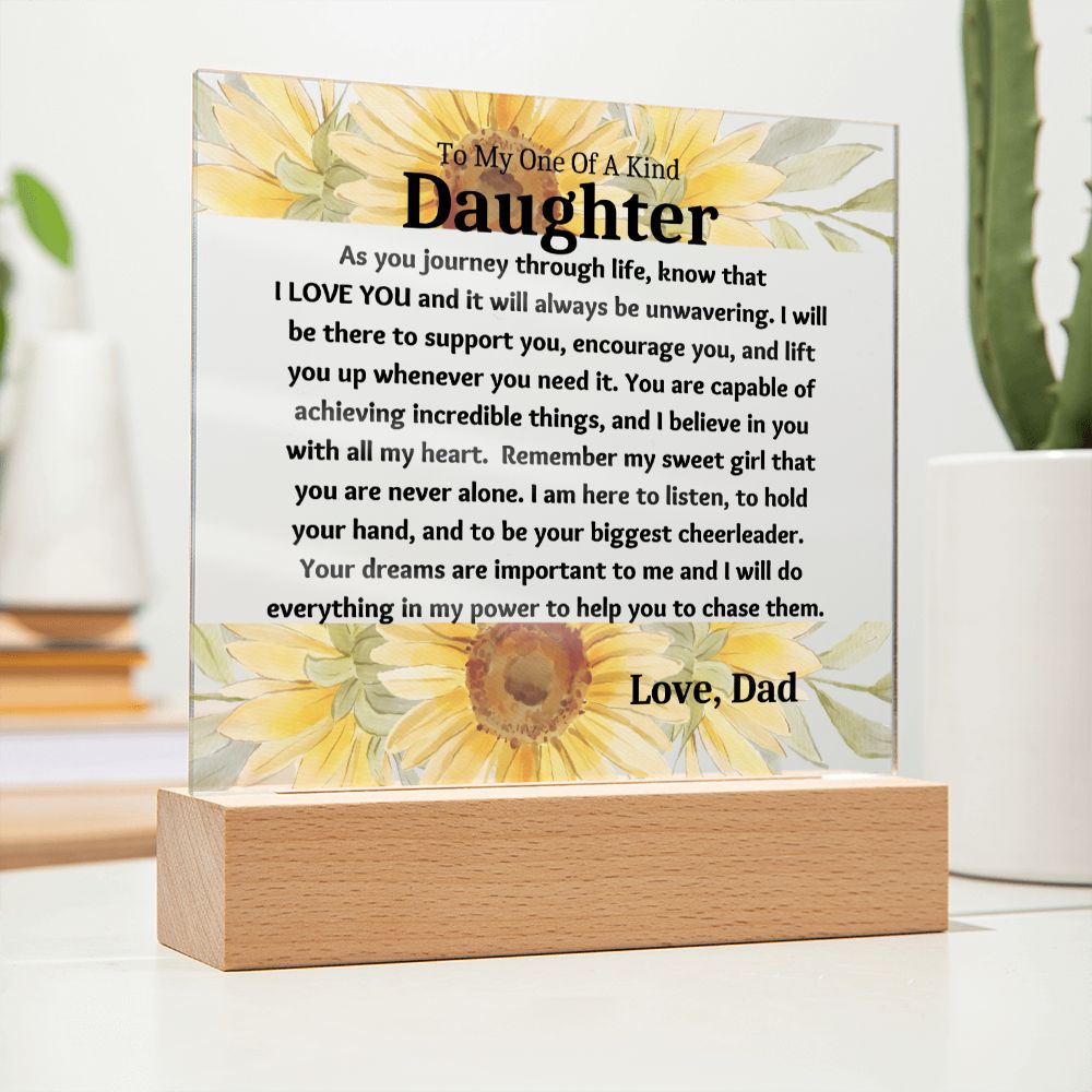 One of a Kind Daughter Love Dad , Birthday Gift Keepsake Acrylic Plaque