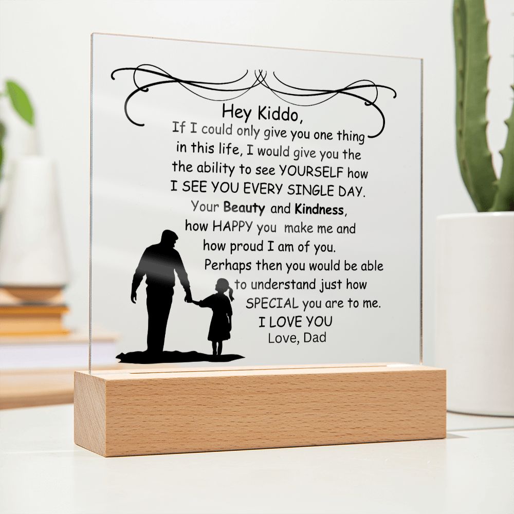 Daughter, Kiddo Love Dad Keepsake Acrylic Plaque, Birthday Gift