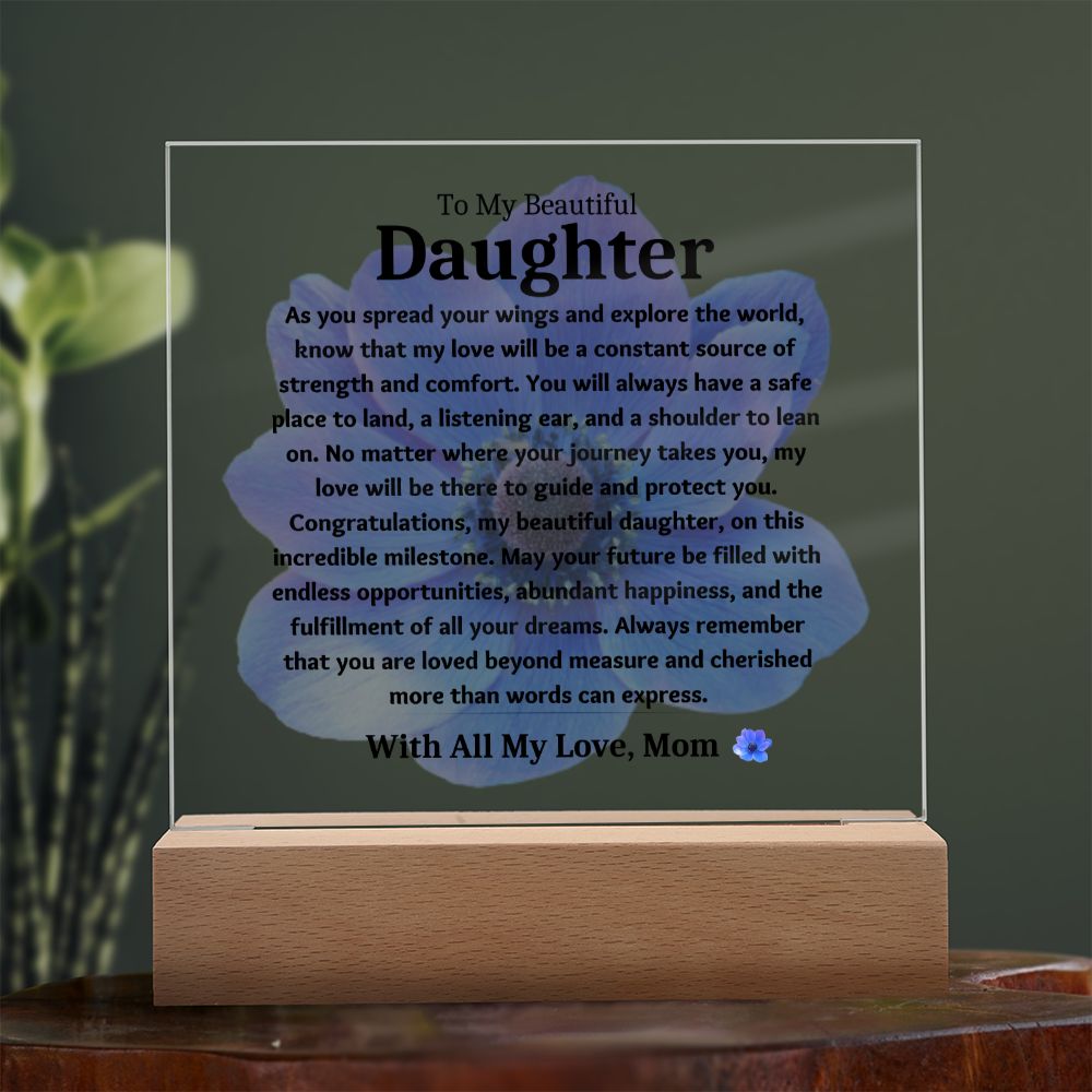 To My Beautiful Daughter Love Mom, Birthday Gift Ideas Keepsake Acrylic Plaque