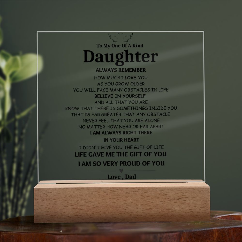 To My Daughter Love Dad, Birthday Gift Keepsake Acrylic Plaque